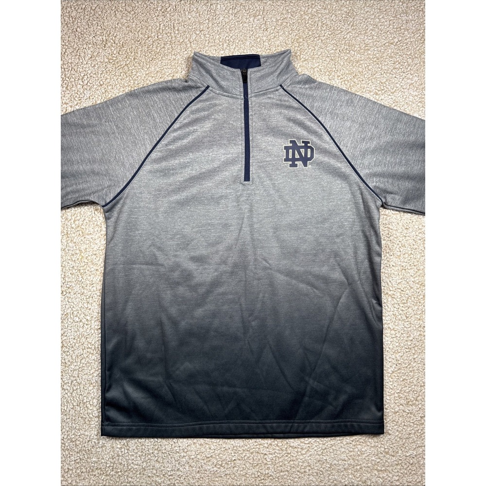 Notre Dame Fighting Irish Mens Medium 1/4 Zip Gray Pullover Colosseum NCAA